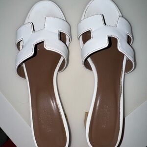 White Leather Women's Sandals